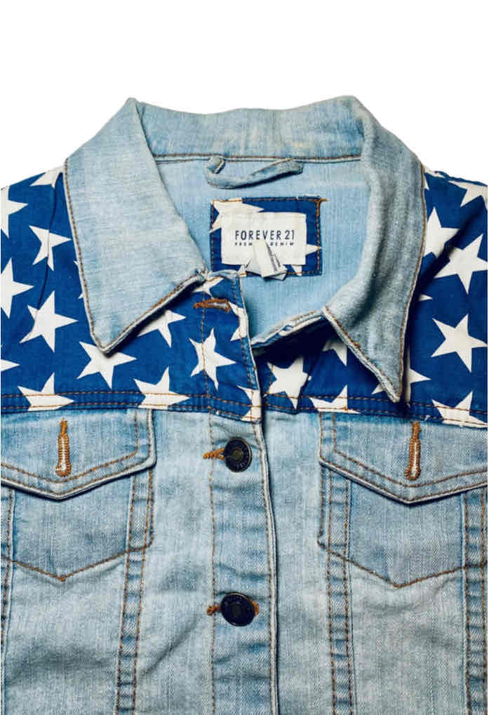 Blouson en jean drapeau americain (FOREVER21)