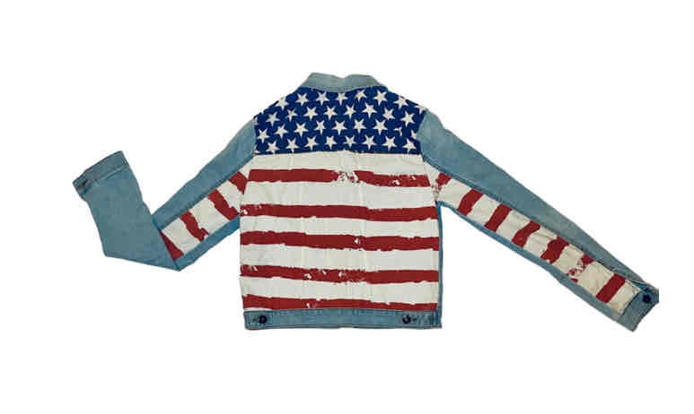 Blouson en jean drapeau americain (FOREVER21)