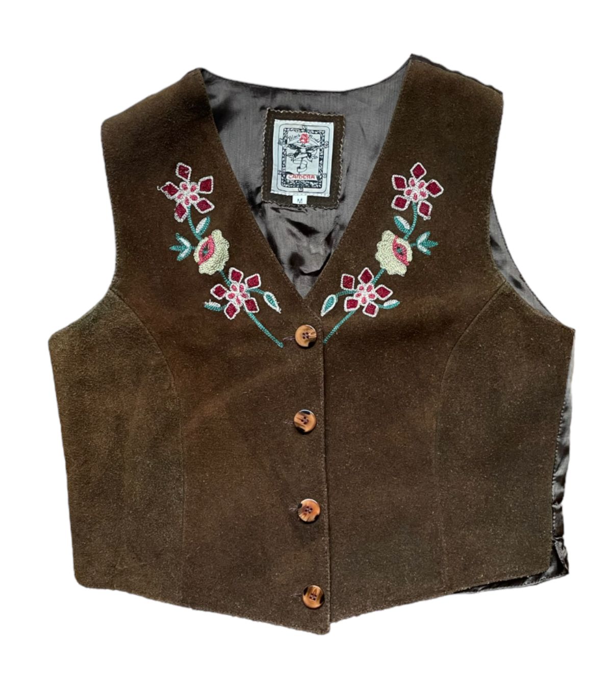 Gilet en cuir brodé