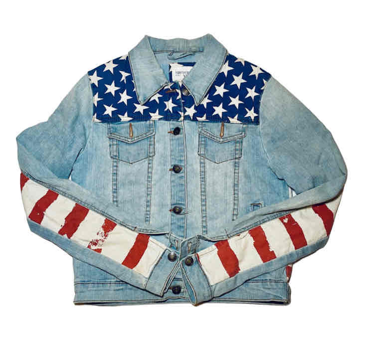 Blouson en jean drapeau americain (FOREVER21)